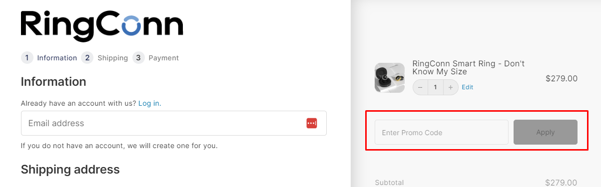 How do I use my RingConn promo code?