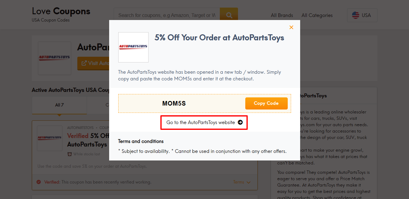 AutoPartsToys website