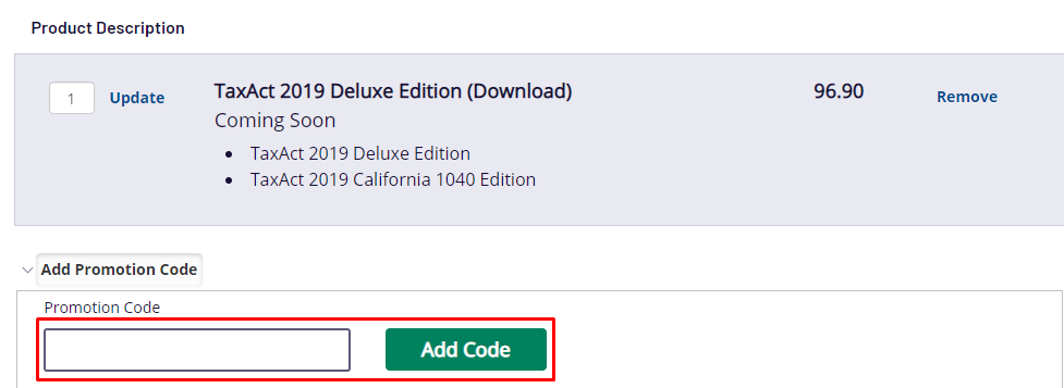 How do I use my TaxAct promotion code?