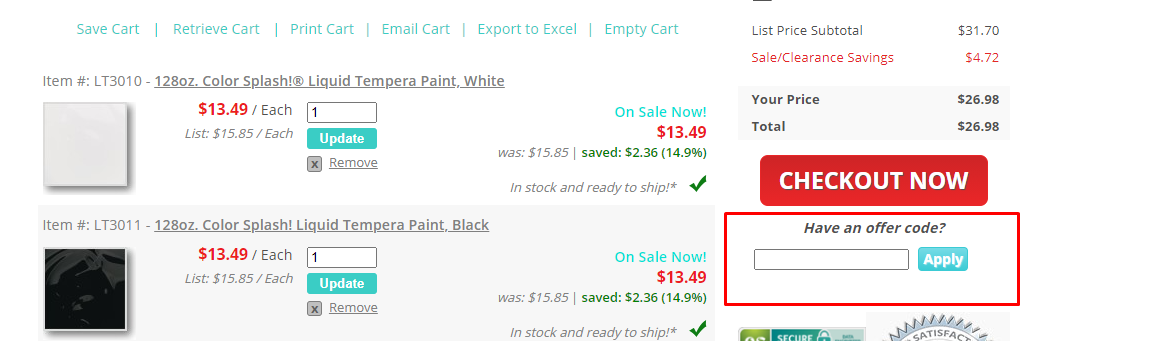 How do I use my S&S Worldwide offer code?