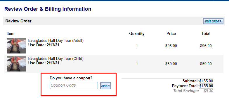 How do I use my Trusted Tours & Attractions coupon code?