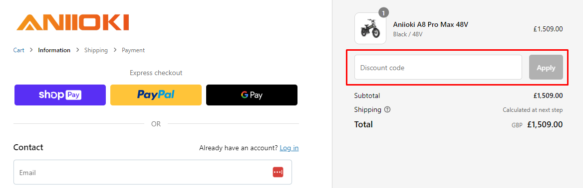 How do I use my Aniioki discount code?