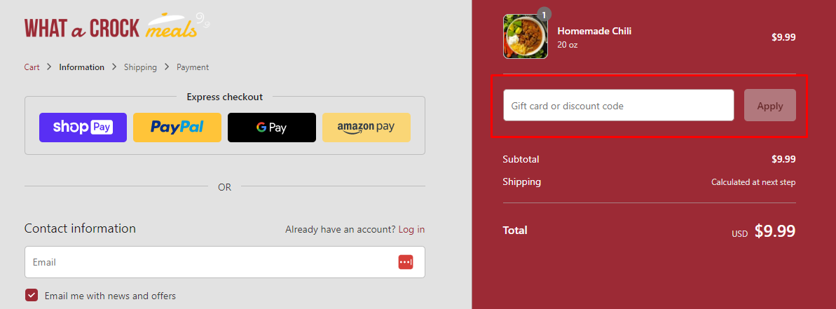 How do I use my What a Crock Meals Discount code?