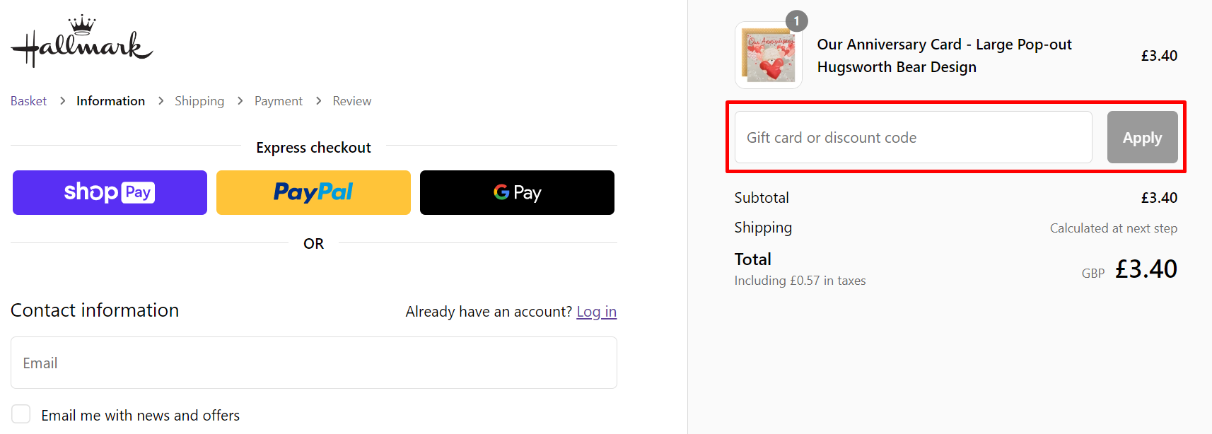 How do I use my Hallmark discount code?
