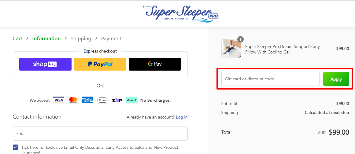 How do I use my Super Sleeper discount code?