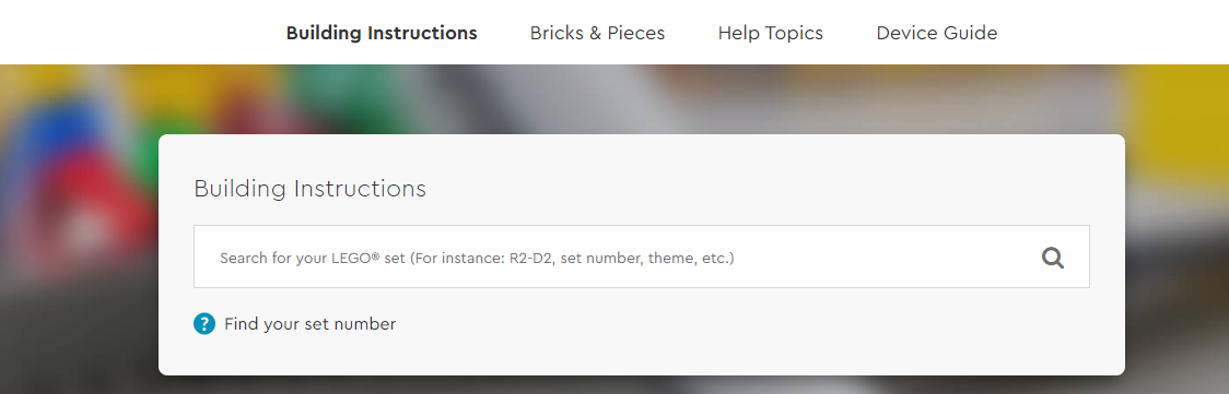 LEGO® set and other pieces building instruction finder so you will always have the instructions