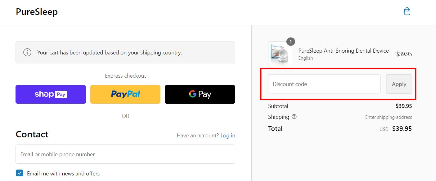 How do I use my Pure Sleep discount code?