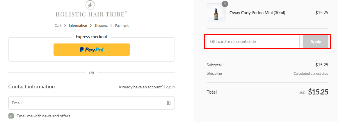How do I use my Holistic Hair Tribe discount code?