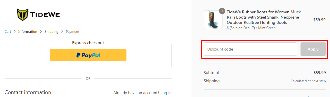 How do I use my TideWe discount code?