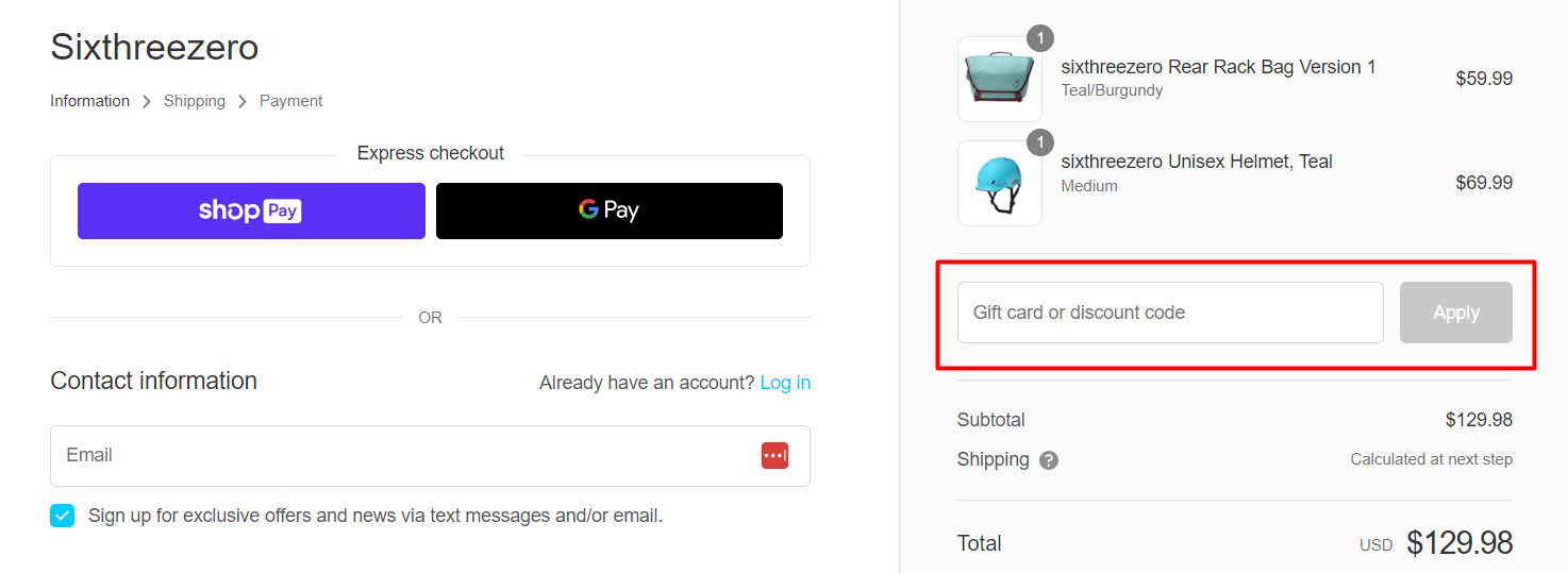 How do I use my Sixthreezero discount code?