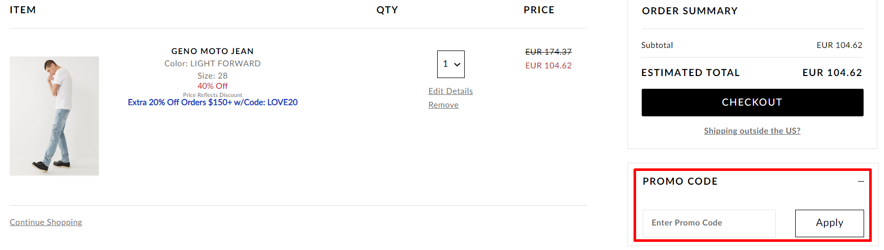 How do I use my True Religion promo code?