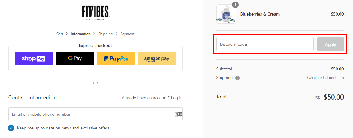 How do I use my FitVibes discount code?