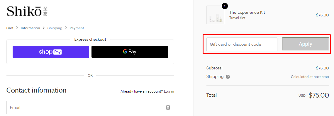 How do I use my Shiko discount code?