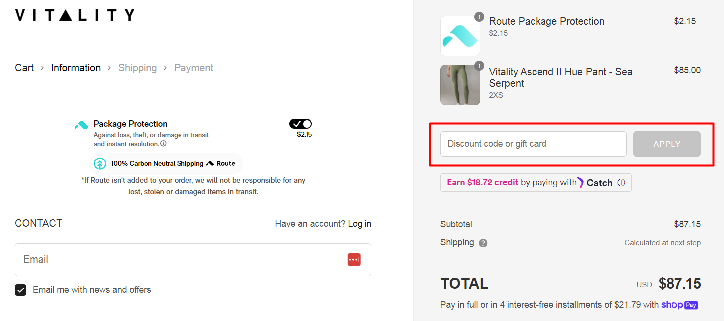 How do I use my Vitality.com discount code?