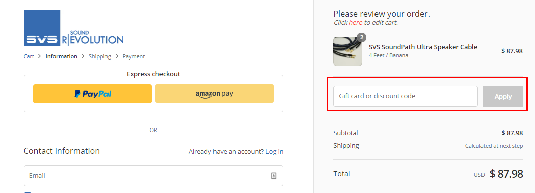 How do I use my SVS discount code?
