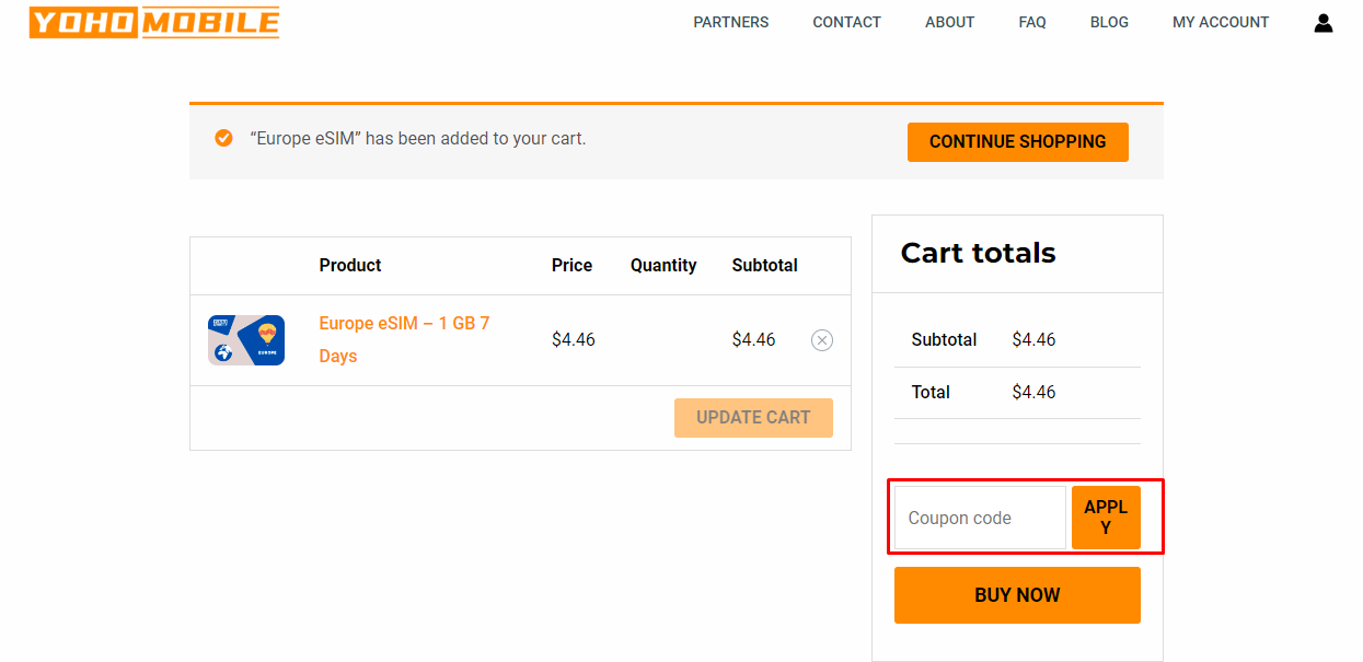 How do I use my Yoho Mobile coupon code?