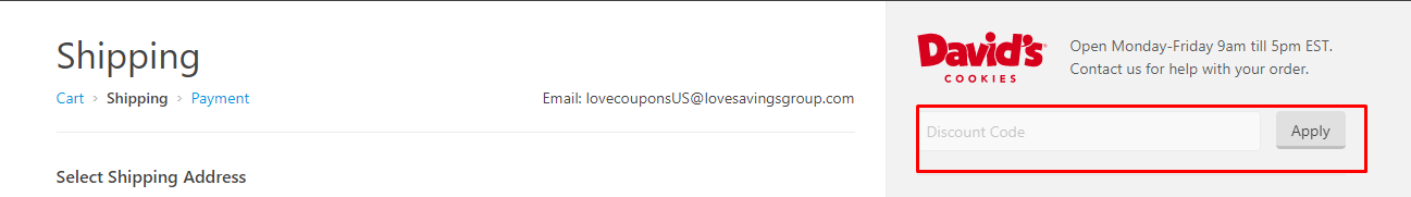 How do I use my David's Cookies discount code?