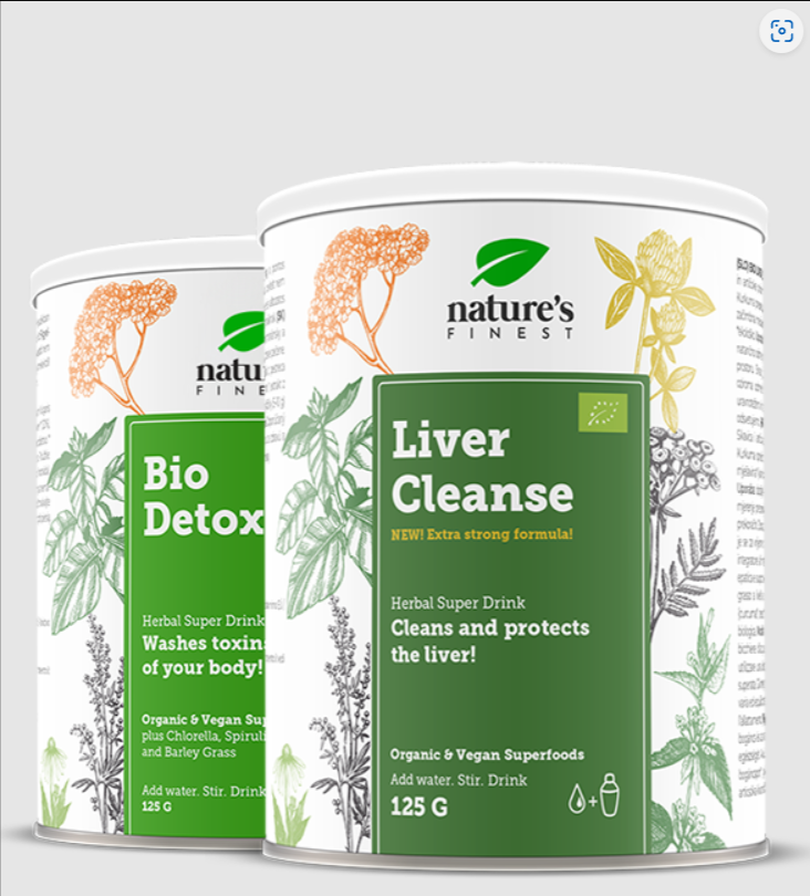 Zwei Liver-Cleanse-Dosen von Nature’s Finest im weißen & grünlichen Design
