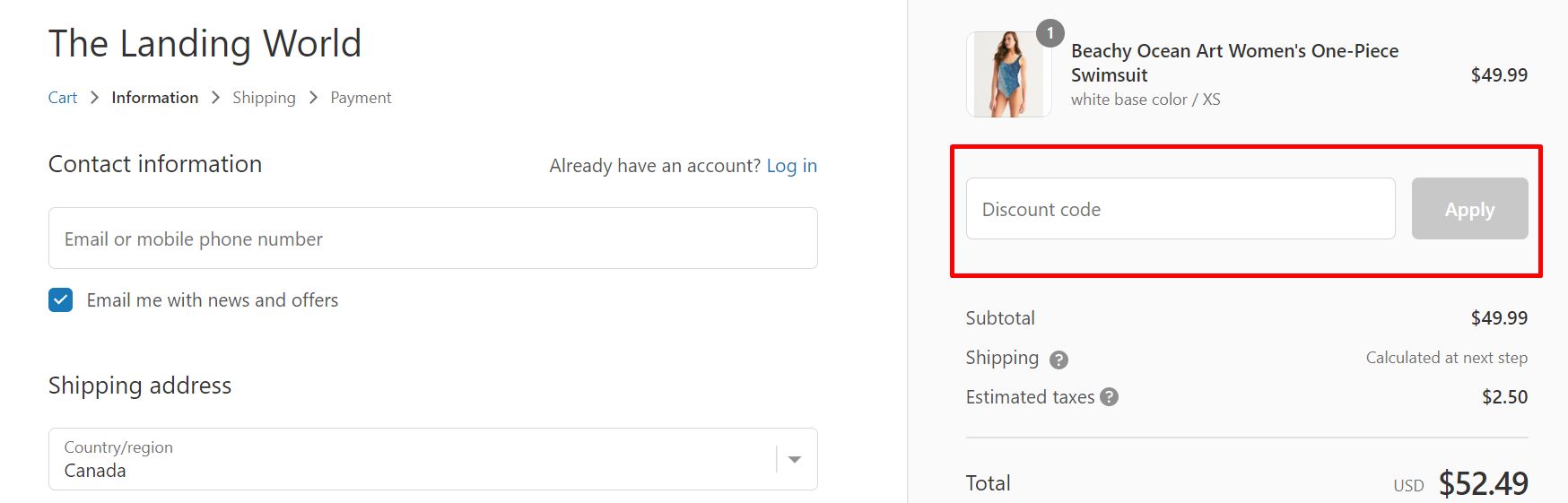 How do I use my The Landing World discount code?
