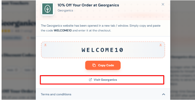 the highlighted part will redirect to the Georganics website