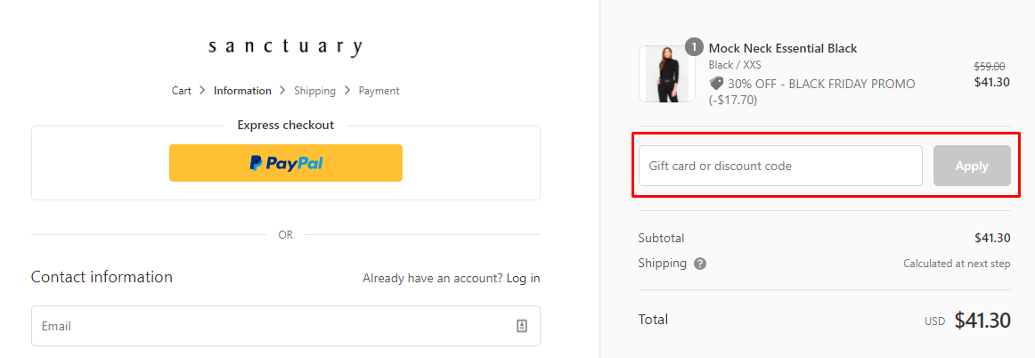 How do I use my Sanctuary discount code?