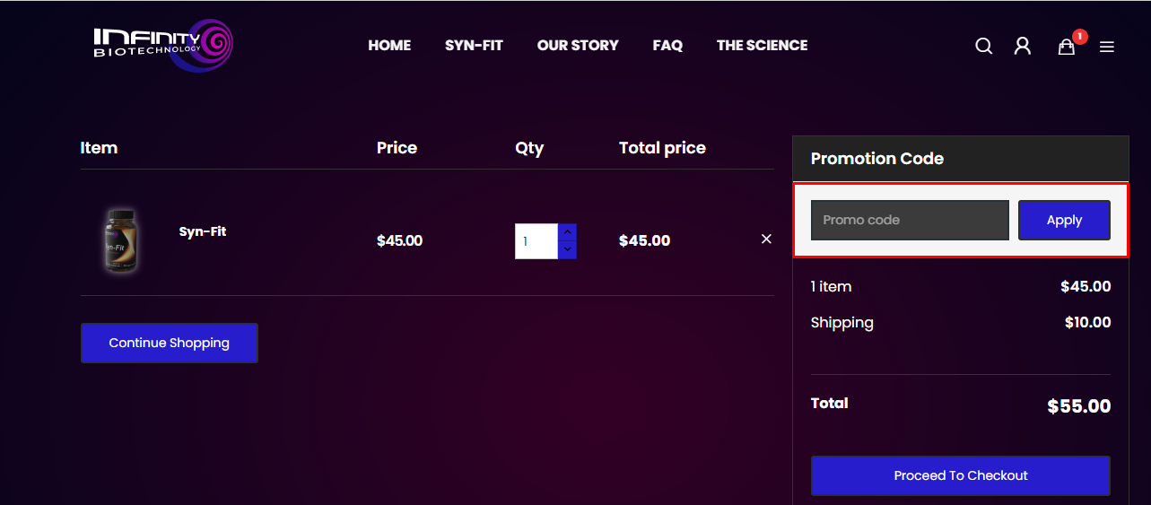 How do I use my Infinity Biotechnology coupon code?