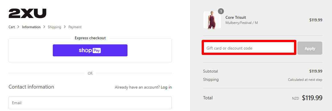 2xu discount code nz