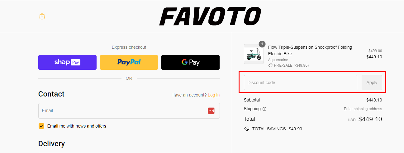 How do I use my Favoto discount code?