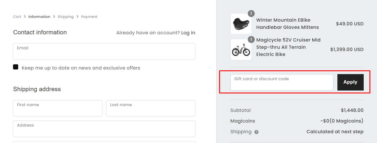 How do I use my Magicycle discount code?