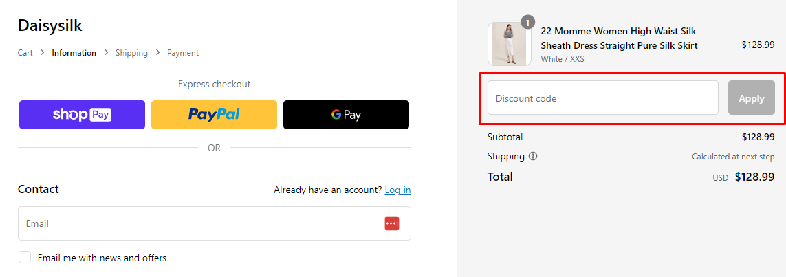 How do I use my Daisysilk discount code?