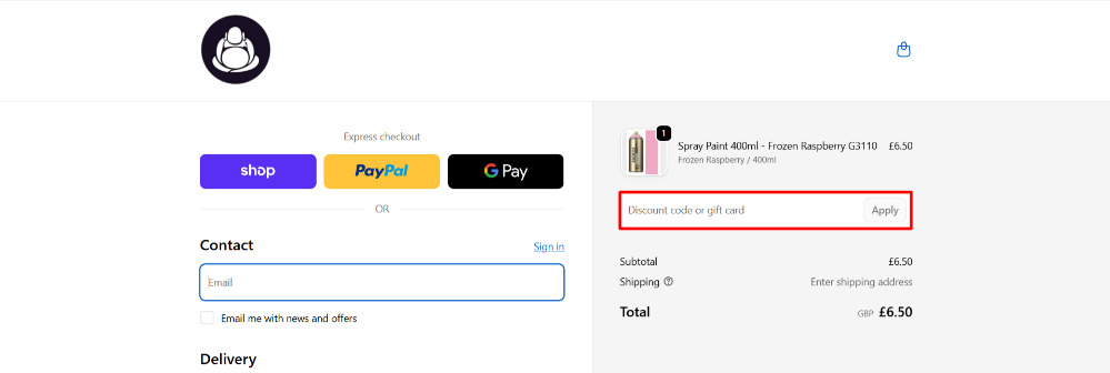 Applying an Fat Buddha Store promo code at checkout to save on your order