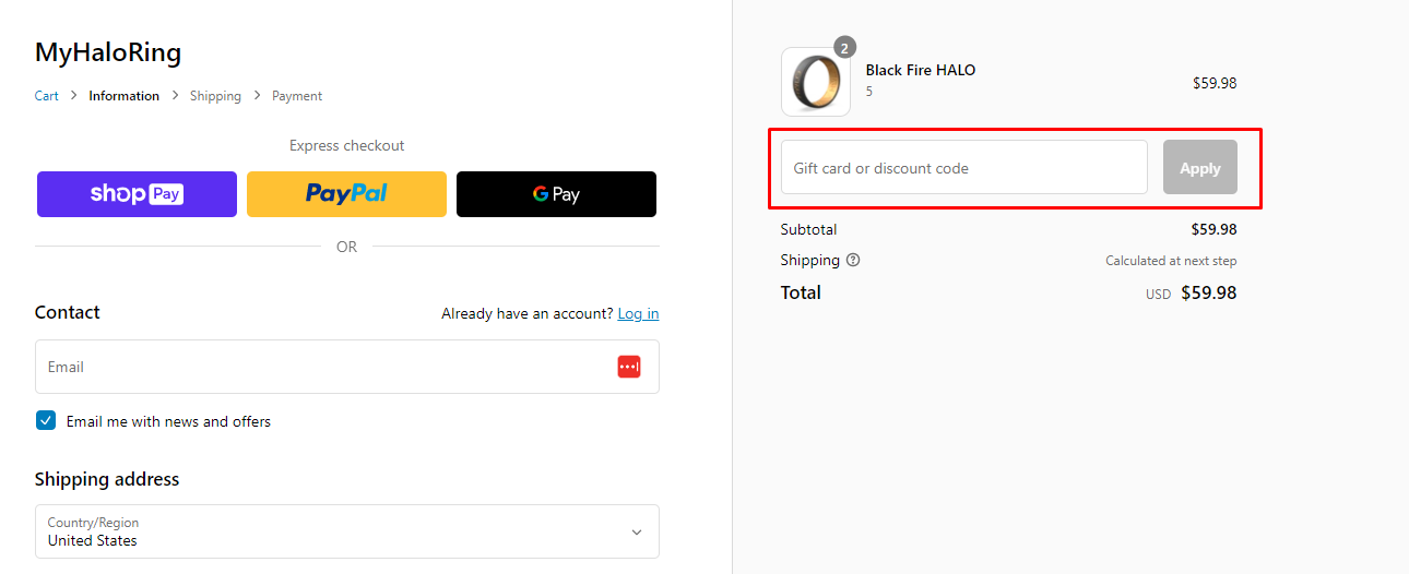 How do I use my HALO discount code?