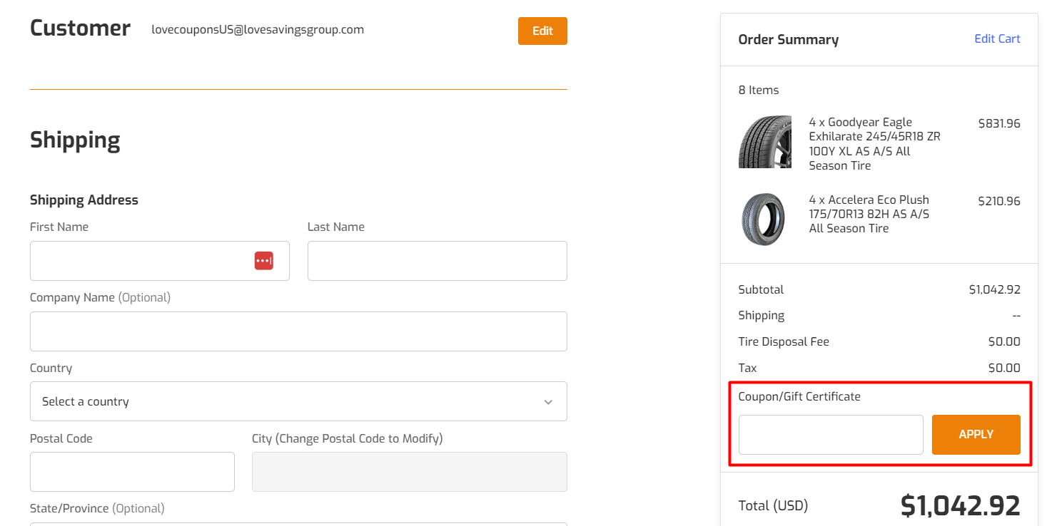 How do I use my TIREMART.COM coupon code?