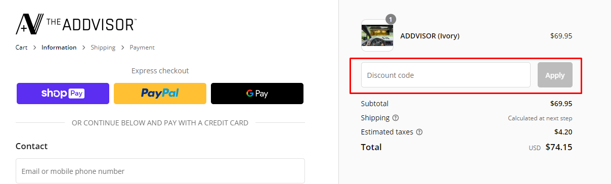 How do I use my The ADDVISOR discount code?