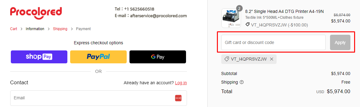 How do I use my Procolored discount code?