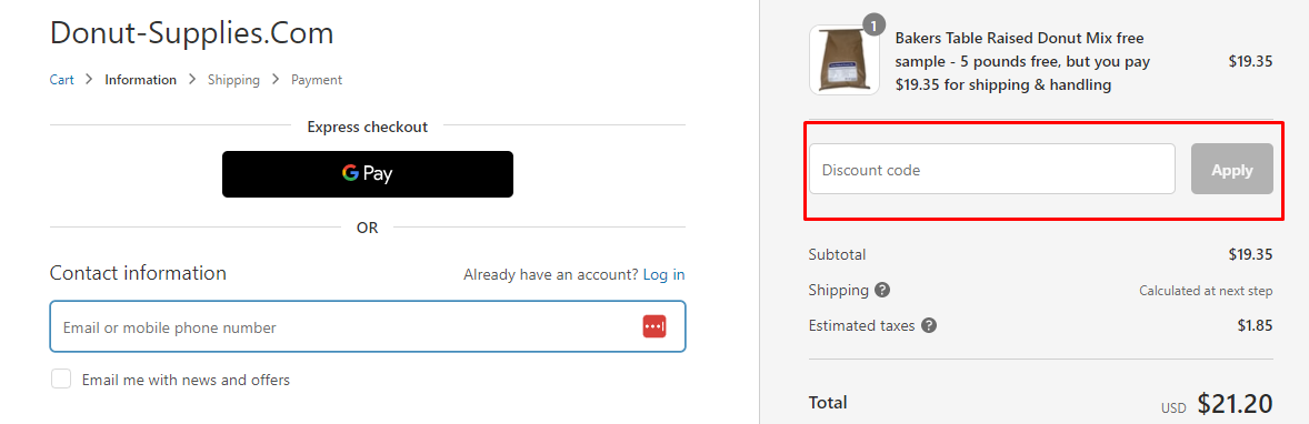 How do I use my Donut-Supplies.Com discount code?