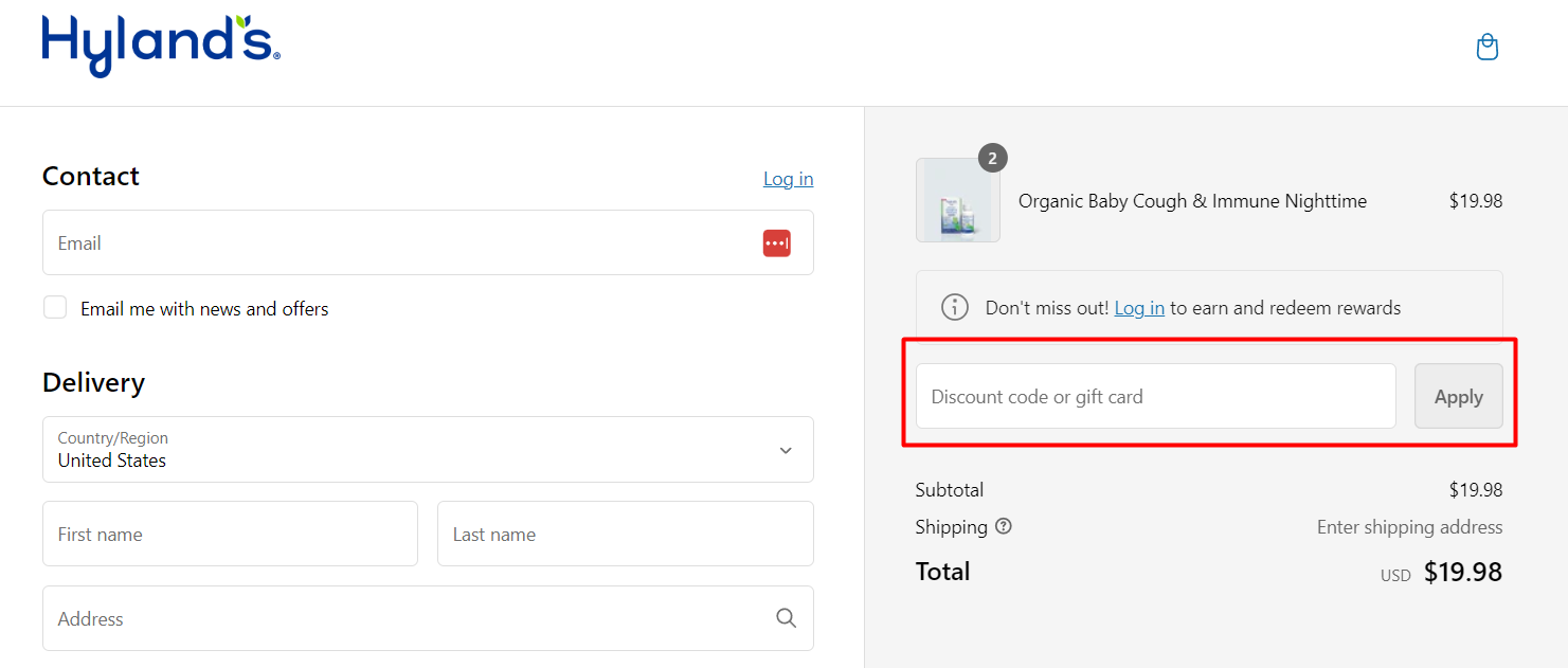 How do I use my Hyland's discount code?