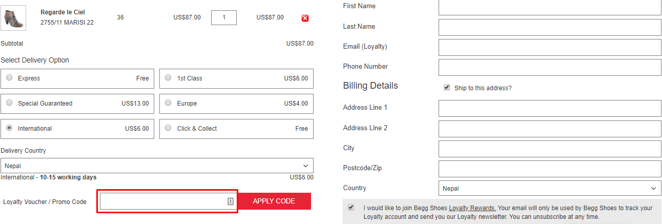 How do I use my Begg Shoes coupon code?