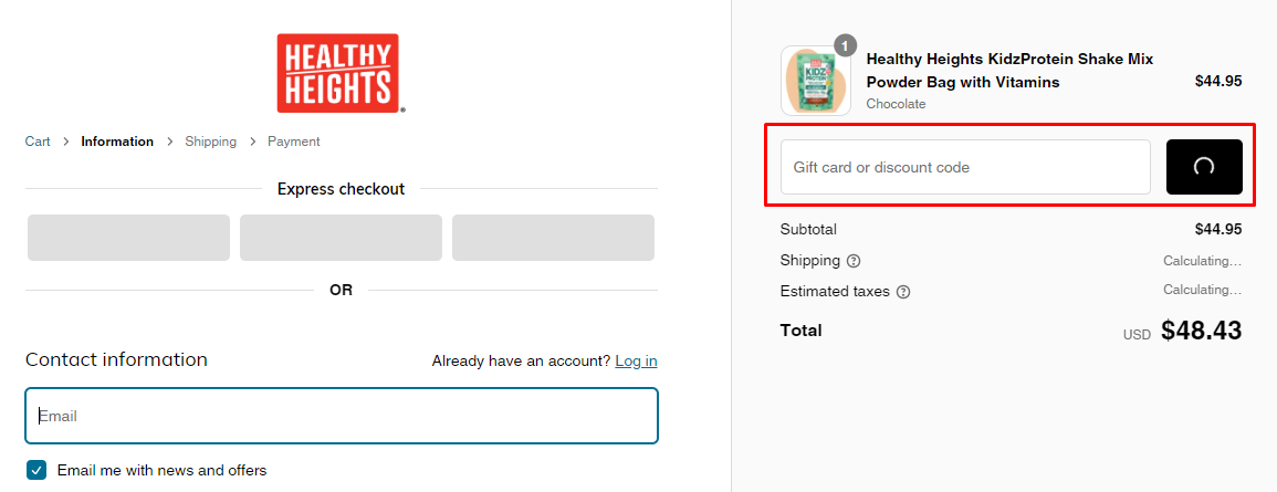 How do I use my Healthy Heights discount code?