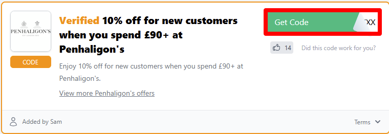 Click get code to reveal your discount code