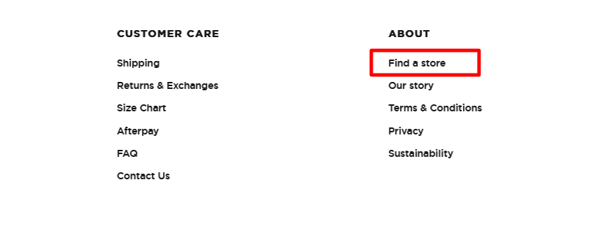 Find a store with a red border around it, words written in black all on a white background.