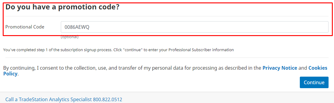 How do I use my TradeStation promotion code?