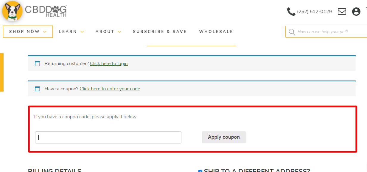 How do I use my CBDDOG HEALTH coupon code?