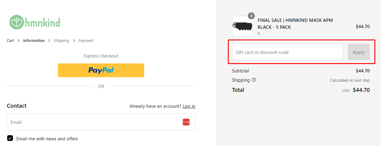 How do I use my Hmnkind discount code?