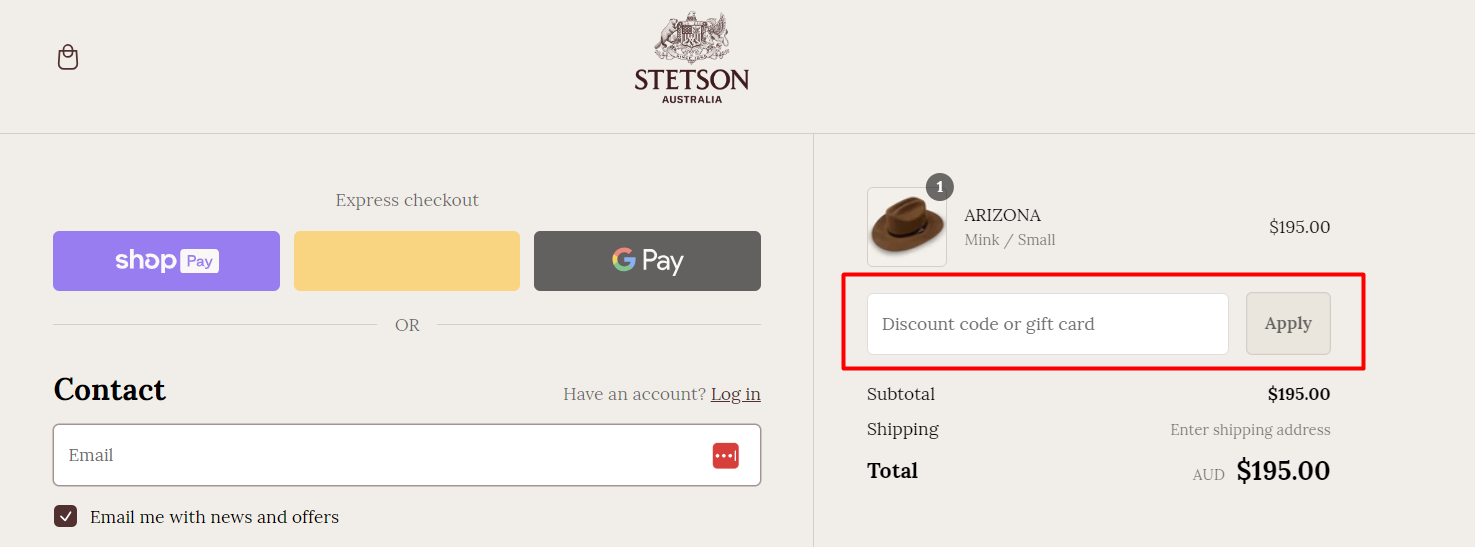 How do I use my Stetson coupon code?