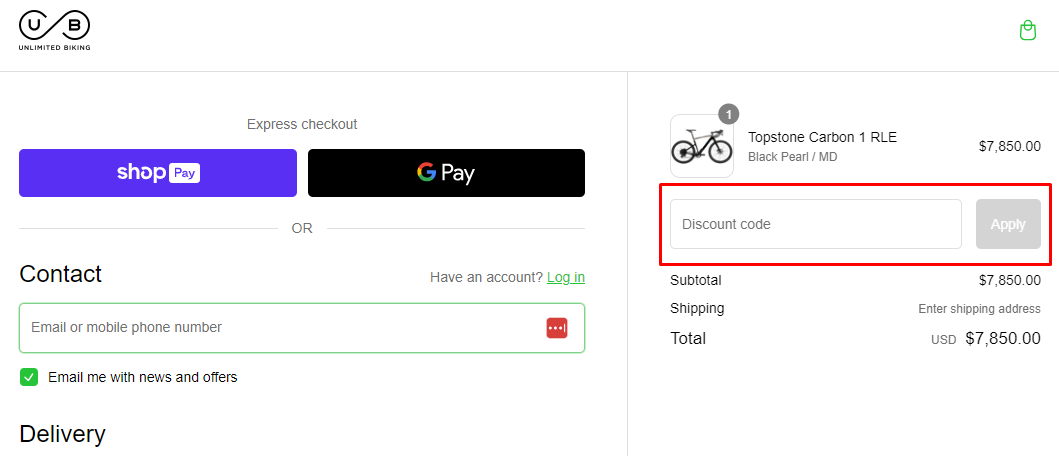 How do I use my Unlimited Biking discount code?