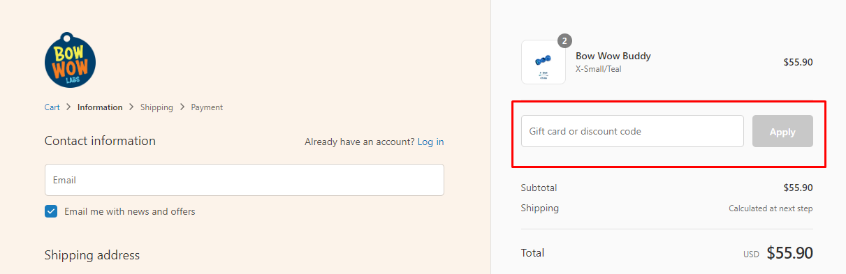 How do I use my Bow Wow Labs discount code?