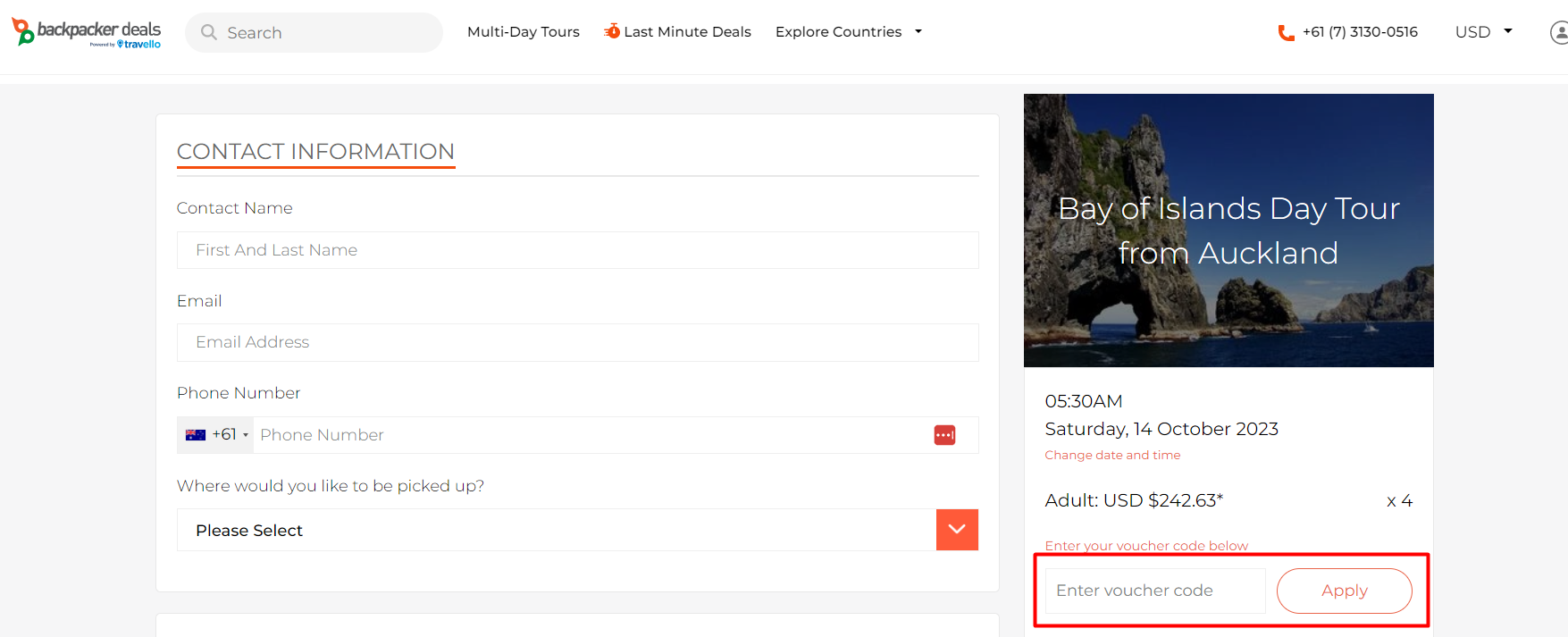 How do I use my Backpacker Deals voucher code?
