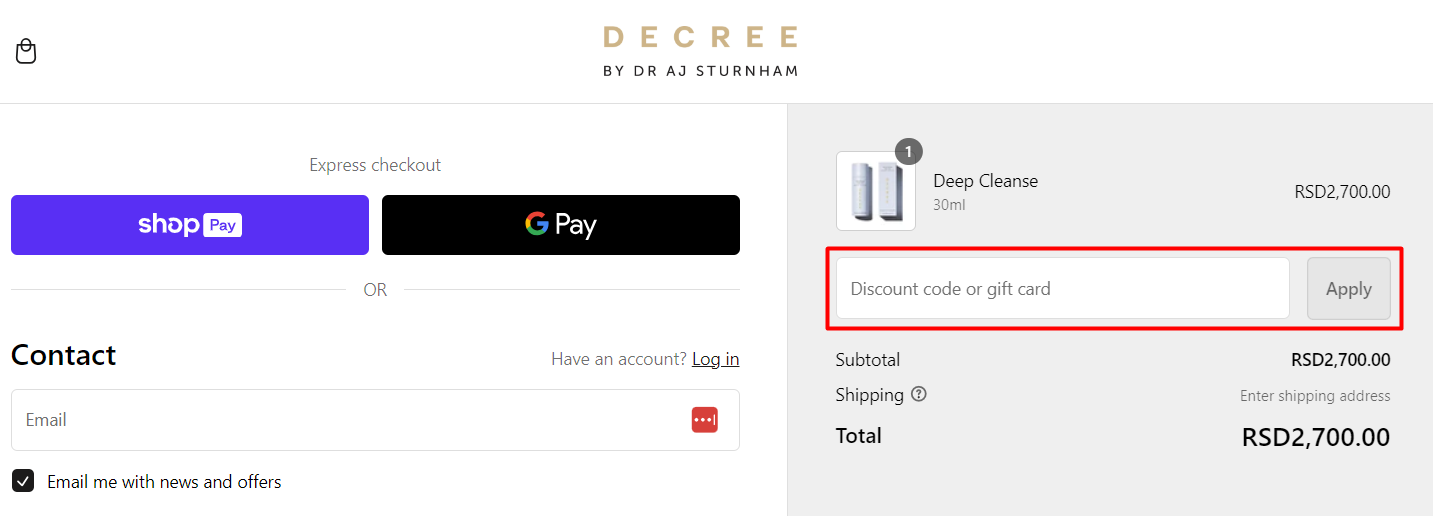 How do I use my Decree discount code?