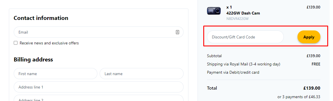 How do I use my Nextbase discount code?